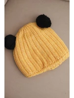 Dámská zimní čepice vlněná s bambulí K433 žlutá