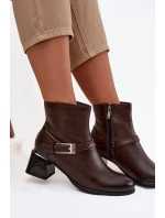 Dámské kožené botky na podpatku Zazoo – čokoládové