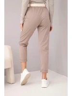 Dámské bavlněné kalhoty s páskem a ohrnutými nohavicemi fango