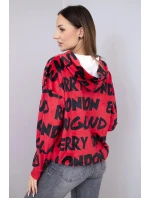 Dámská oversize mikina s kapucí a potiskem červená