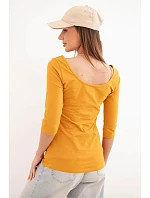 Halenka s kulatým výstřihem tmavě hořčicová Halenka s kulatým výstřihem tmavě hořčicová