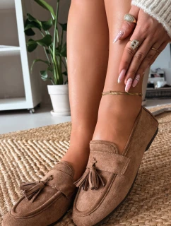 Dámské mokasíny ploché s třásněmi hnědé Marilisse