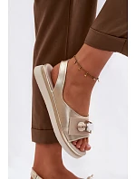 Kožené dámské sandály s ozdobou D&A GR61-5932 Zlaté