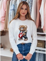 Dámský oversize svetr s medvídkem MISLOOK bílý FashionStreet MY2467