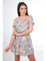 Zelené květinové šaty s otevřenými rameny