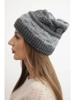 Dámská zimní čepice z vlny s ozdobným vzorem K446 šedá + grafitová