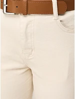 Dámské úzké džíny s páskem mírně vypasované ecru FashionStreet UY2922