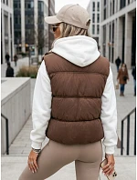Dámská zateplená vesta bez kapuce, hnědá, FashionStreet TY5725 Dámská zateplená vesta bez kapuce, hnědá, FashionStreet TY5725