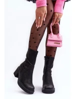 Botky Dámské Na Masivním Podpatku Černé Tozanna Botky Dámské Na Masivním Podpatku Černé Tozanna