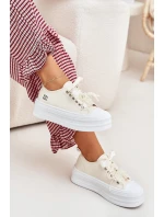 Dámské Tenisky Na Platformě S Dekorativním Šněrováním Béžové Tivora Dámské Tenisky Na Platformě S Dekorativním Šněrováním Béžové Tivora