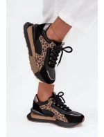 Kožené dámské tenisky na platformě Panterka Artiker 55C0134 Černé