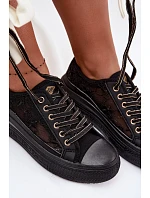 Dámské tenisky s krajkou na platformě Lee Cooper LCW-26-44-4479 Černé