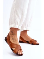 kožené sandály na suchý zip Hněde Addison kožené sandály na suchý zip Hněde Addison