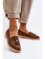 Zazoo 3420 Semišové Dámské Mokasíny na Ploché Podrážce Hnědé