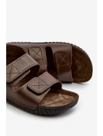 Pohodlné pánské žabky s suchými zipy Inblu FM00001U tmavě hnědé