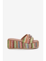 Dámské Pantofle Na Klínu S Pletením A Dekorací Multikolor Isolene