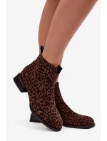 Kotníkové boty z přírodního semiše na klínu Panterka D&A JC52-852 hnědé