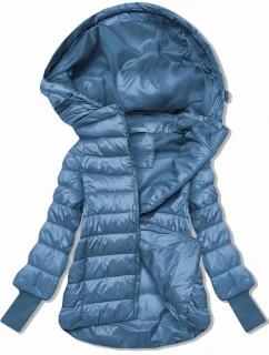 Světle modrá krátká dámská bunda s úpletovými stahovacími lemy (P22/P3-6636-30S)