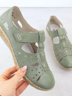 Dámská pohodlná prolamovaná obuv na suchý zip zelená Rieker 44852-52