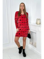 Sametové šaty s ozdobným vzorem červený Sametové šaty s ozdobným vzorem červený