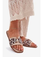 Dámské Pantofle Na Plochém Podpatku S Mašlí Béžové Avenza