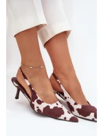 Lodičky Na Jehlách S Otevřenou Patou V Puntíku Hnědo-Bílé Talira