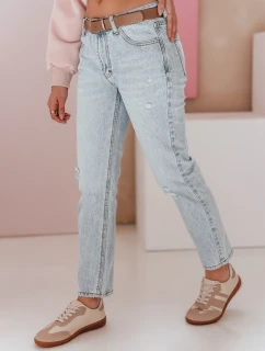 Dámské džínové kalhoty slim fit s páskem SLIMLEN modré FashionStreet UY2349