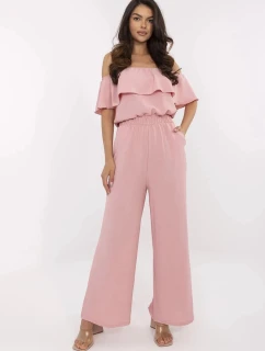 Elegantní dámský overal ve špinavě růžové barvě se širokými nohavicemi (T52)