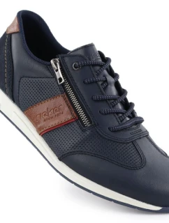 Pánské pohodlné kožené polobotky Rieker v tmavě modré barvě 11927-14