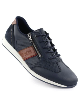 Pánské pohodlné kožené polobotky Rieker v tmavě modré barvě 11927-14