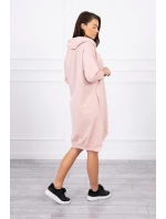 Šaty s kapucí a delšími zády tmavě pudrově růžové Šaty s kapucí a delšími zády tmavě pudrově růžové