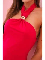 Dámské šaty s potiskem na ramínka s vázáním fuchsie Dámské šaty s potiskem na ramínka s vázáním fuchsie