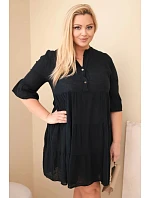 Dámské bavlněné šaty Plus Size s volánky černá