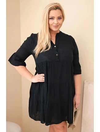 Dámské bavlněné šaty Plus Size s volánky černá