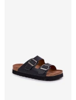 Lehké Pánské Pantofle S Přezkami Eko Kůže Big Star NN174531 Černé