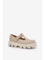 Kožené Polobotky S Přezkou Zazoo 20183 Béžové Kožené Polobotky S Přezkou Zazoo 20183 Béžové