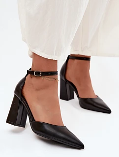 Lodičky na podpatku z imitace kůže Černé Selvra