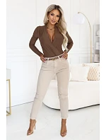 375-11 Stylové dámské body s překříženým výstřihem – barva mokka hnědá 375-11 Stylové dámské body s překříženým výstřihem – barva mokka hnědá