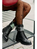 Zateplené pracovní boty s ozdobným pásem a přezkami černé Viveria Zateplené pracovní boty s ozdobným pásem a přezkami černé Viveria