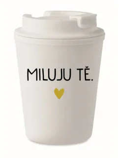 MILUJU TĚ. - bílý termohrnek 300 ml