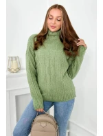 Svetr s rolákem S24-9  tmavá máta - Kesi