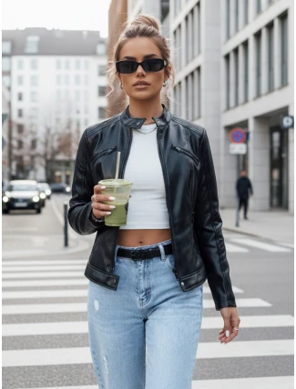 Dámská kožená bunda KLIROS černá FashionStreet TY4466 Dámská kožená bunda KLIROS černá FashionStreet TY4466