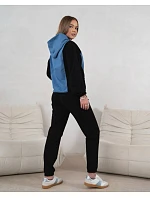 Dámská dvoubarevná tepláková souprava v modré a černé barvě (554)