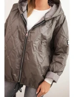 Dámská prošívaná bunda s kapucí cappuccino