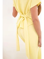 Dámský komplet „masełko“ s halenkou s krátkým rukávem a širokými kalhotami žlutý Dámský komplet „masełko“ s halenkou s krátkým rukávem a širokými kalhotami žlutý