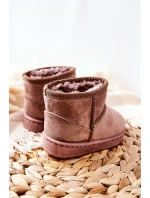 Dětské Teplé Sněhule Semišové Tmavě béžové Gooby Dětské Teplé Sněhule Semišové Tmavě béžové Gooby