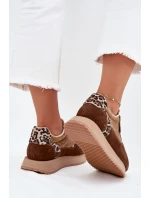 Dámské Semišové Tenisky Big Star OO274A313 HI-POLY SYSTEM Hnědé Leopardí