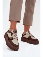 Dámské sneakersy na platformě Big Star SS274356 leopardí hnědo-bežové