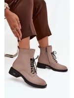 Dámské boty Vinceza – béžové, z pravé kůže, nízký podpatek, zateplené
