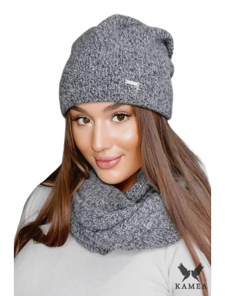 Dámský komplet PENE čepice a šály šedý - Kamea Dámský komplet PENE čepice a šály šedý - Kamea